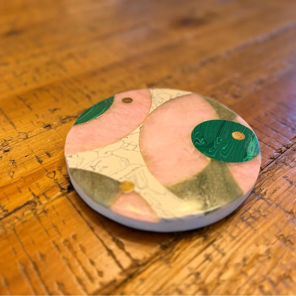 Abstract Pink and Green Coaster